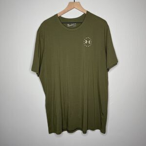 Under Armour‎ Mens Loose T-Shirt 2XL Green America Freedom HeatGear Army Casual
